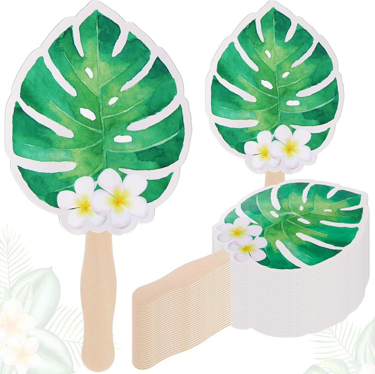 50 Pcs Hawaiian Luau Hand Fans Bulk, Hawaiian Luau Wedding Party Favors Decorations